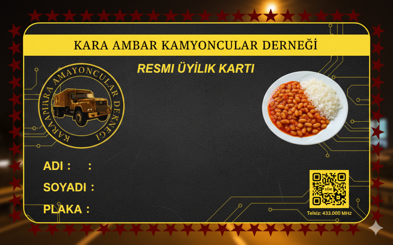 Kara Ambar Resmi Üyelik Kartı